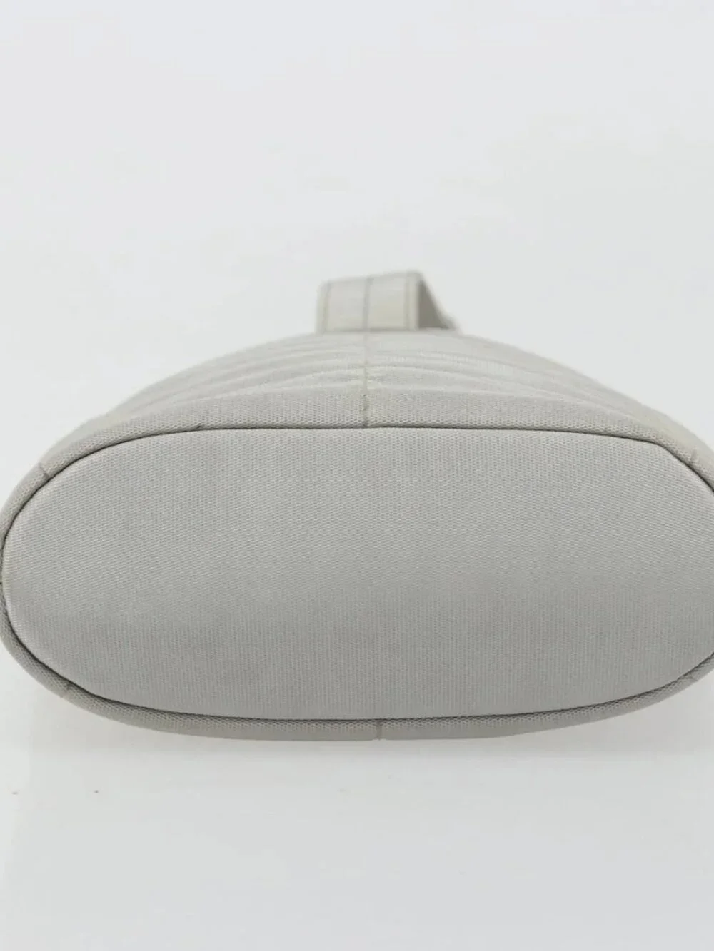 CHANEL Choco Bar Hand Pouch Nylon Silver CC Auth bs35353